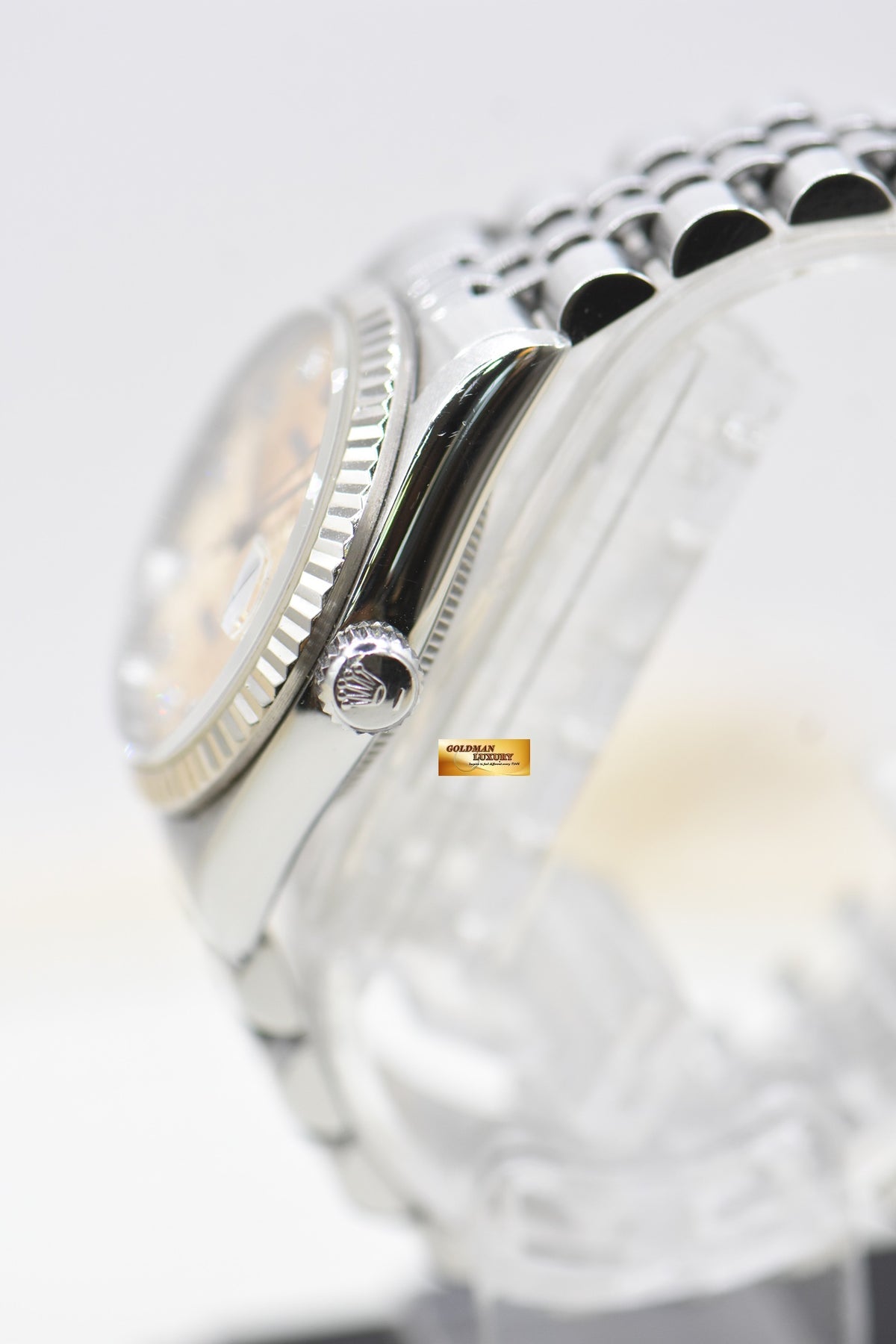 ROLEX OYSTER DATEJUST 31mm STEEL IN JUBILEE BRACELET COMPUTER SALMON DIAMOND DIAL 68274 (MINT)