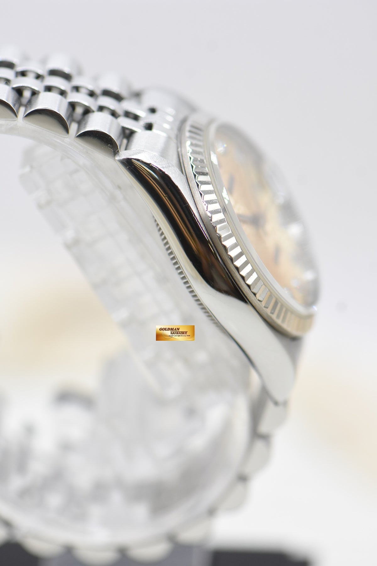 ROLEX OYSTER DATEJUST 31mm STEEL IN JUBILEE BRACELET COMPUTER SALMON DIAMOND DIAL 68274 (MINT)