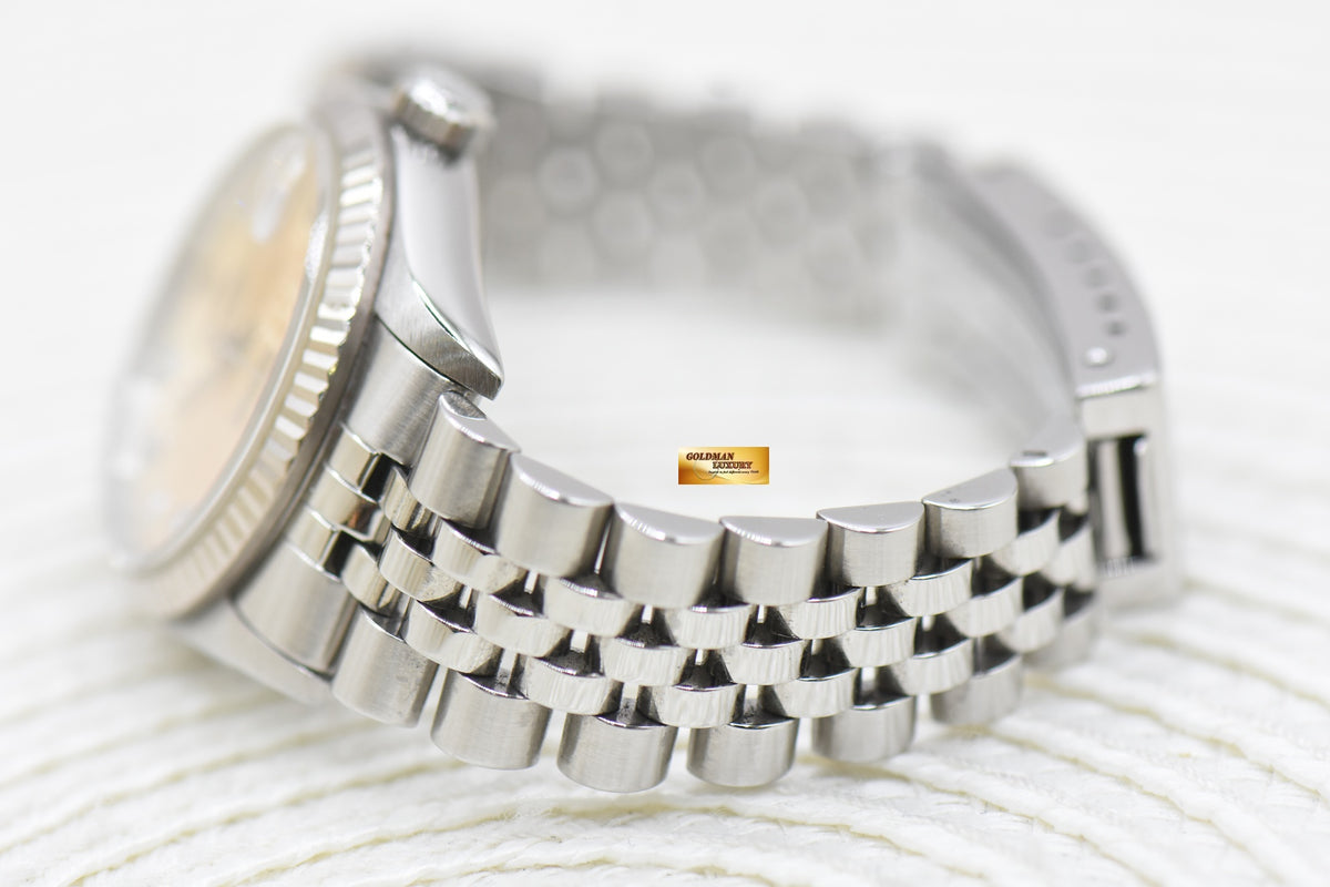 ROLEX OYSTER DATEJUST 31mm STEEL IN JUBILEE BRACELET COMPUTER SALMON DIAMOND DIAL 68274 (MINT)