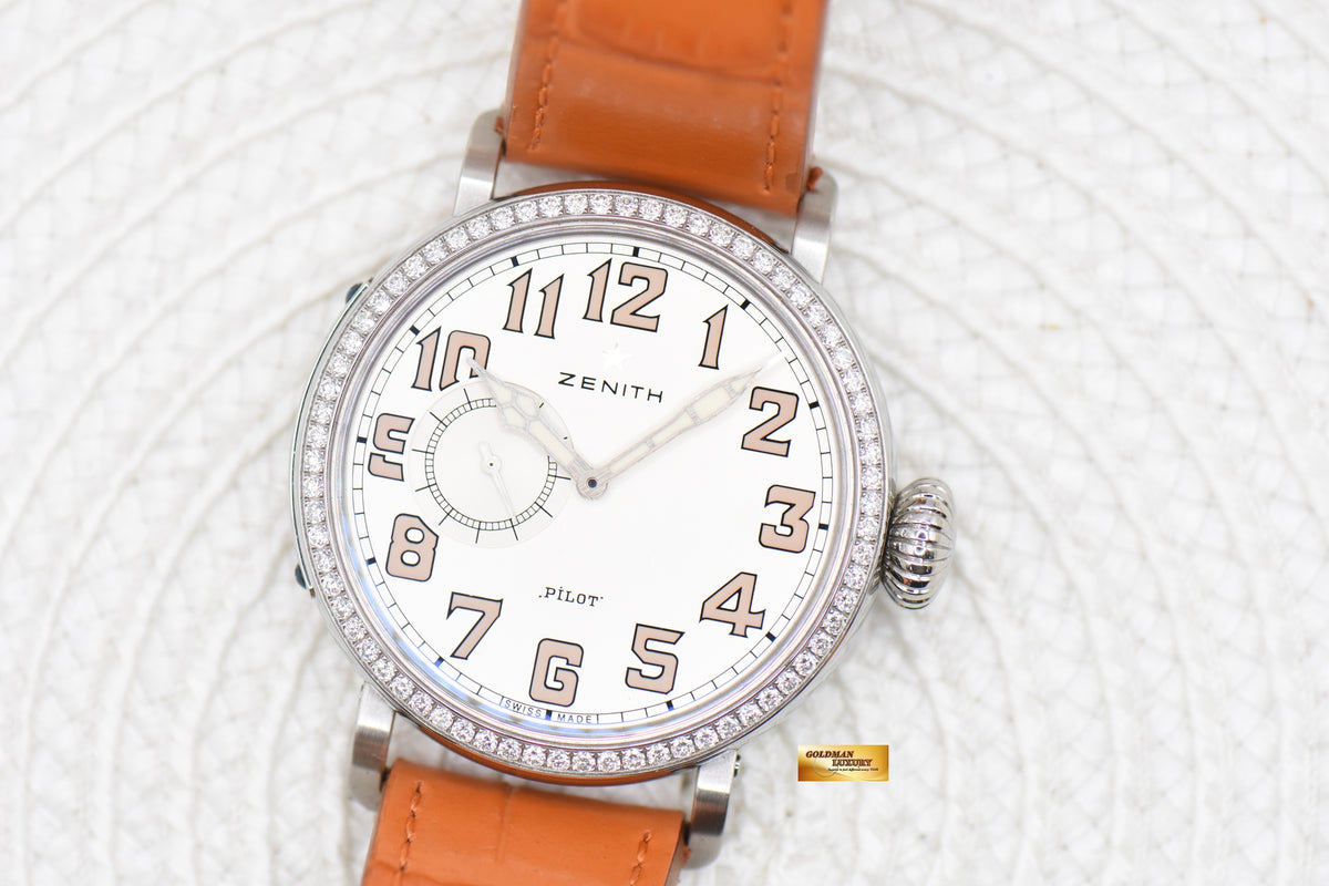 ZENITH PILOT TYPE 20 LADY 40mm STEEL DIAMOND AUTOMATIC 16.1930.681 (MINT)