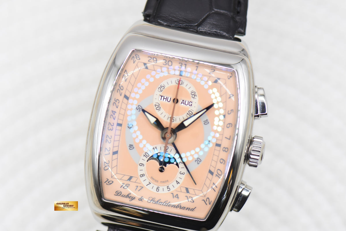 DUBEY & SCHALDENBRAND GRAN’ CHRONO ASTRO MOONPHASE STEEL IN LEATHER STRAP AUTOMATIC (MINT)