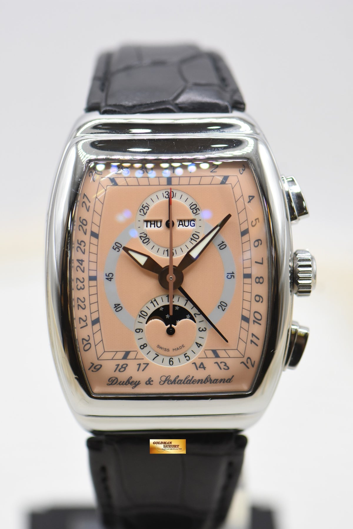 DUBEY & SCHALDENBRAND GRAN’ CHRONO ASTRO MOONPHASE STEEL IN LEATHER STRAP AUTOMATIC (MINT)