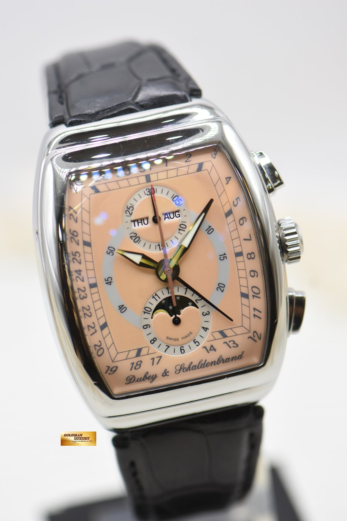 DUBEY & SCHALDENBRAND GRAN’ CHRONO ASTRO MOONPHASE STEEL IN LEATHER STRAP AUTOMATIC (MINT)