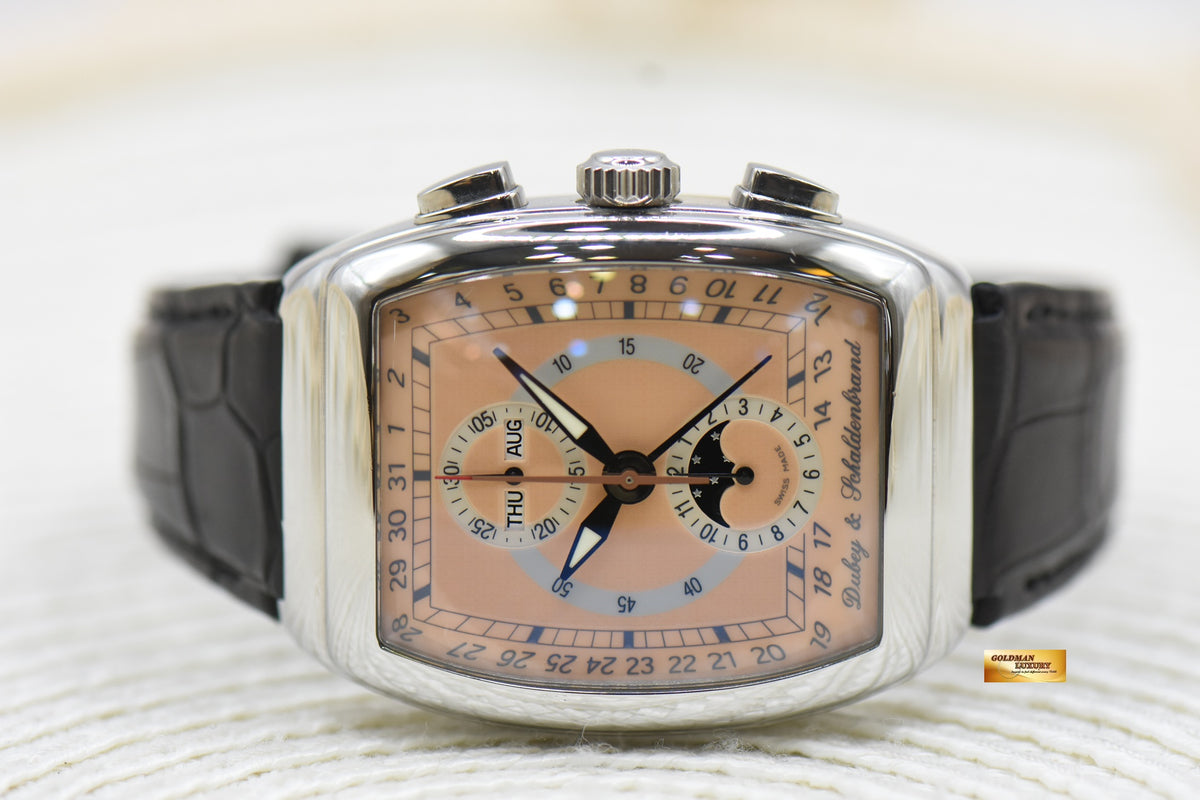 DUBEY & SCHALDENBRAND GRAN’ CHRONO ASTRO MOONPHASE STEEL IN LEATHER STRAP AUTOMATIC (MINT)