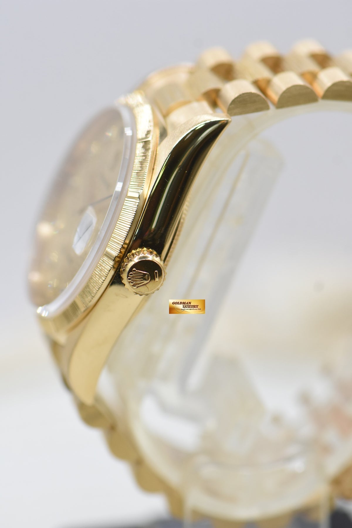 ROLEX OYSTER DAY-DATE “BARK” 36mm YELLOW GOLD IN PRESIDENT “BARK” BRACELET COMPUTER DIAMOND DIAL (DOUBLE QUICK-SET DATE) 18248 (MINT)