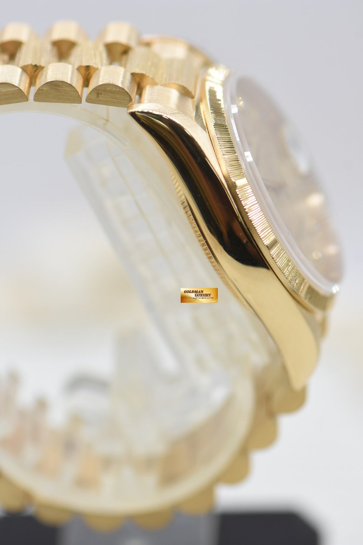ROLEX OYSTER DAY-DATE “BARK” 36mm YELLOW GOLD IN PRESIDENT “BARK” BRACELET COMPUTER DIAMOND DIAL (DOUBLE QUICK-SET DATE) 18248 (MINT)