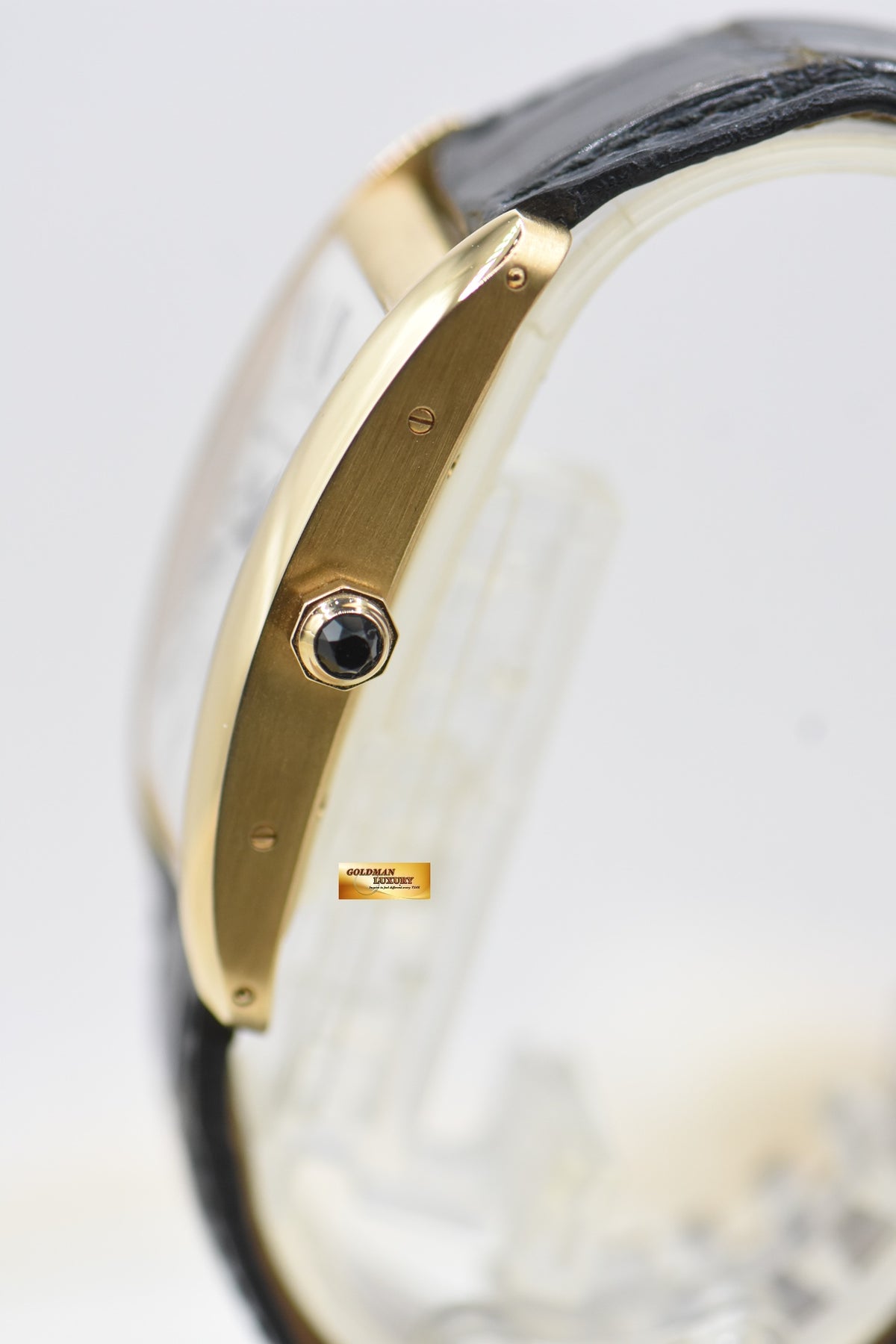 CARTIER TANK AMERICAINE LARGE 18K YELLOW GOLD IN LEATHER STRAP AUTOMATIC 1740 (MINT)