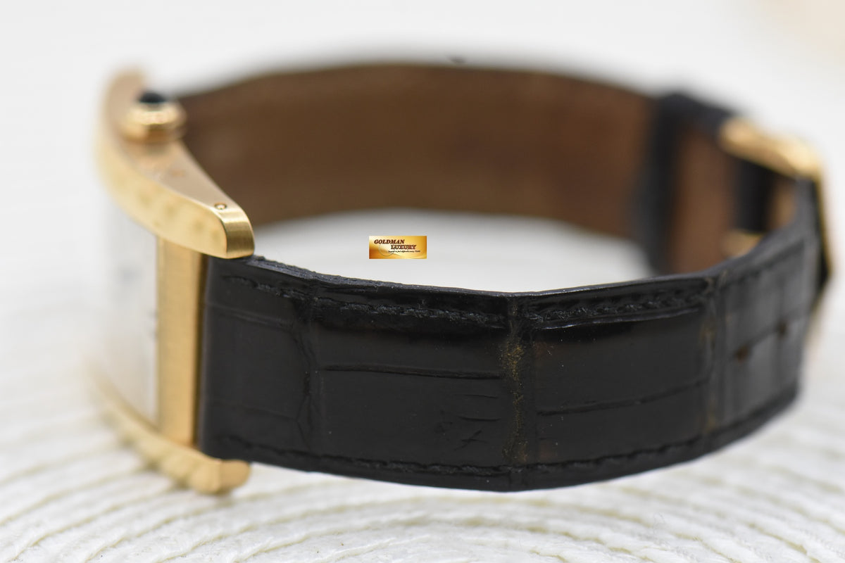 CARTIER TANK AMERICAINE LARGE 18K YELLOW GOLD IN LEATHER STRAP AUTOMATIC 1740 (MINT)