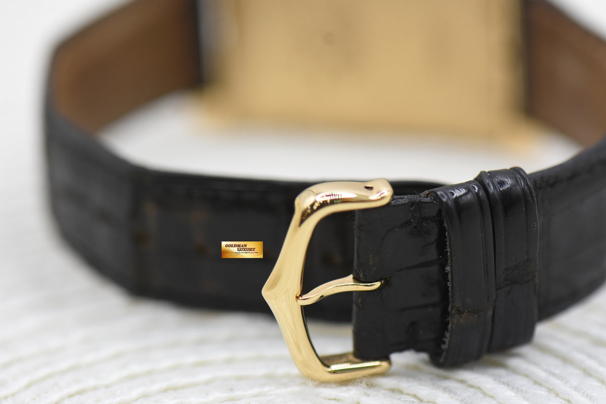 CARTIER TANK AMERICAINE LARGE 18K YELLOW GOLD IN LEATHER STRAP AUTOMATIC 1740 (MINT)