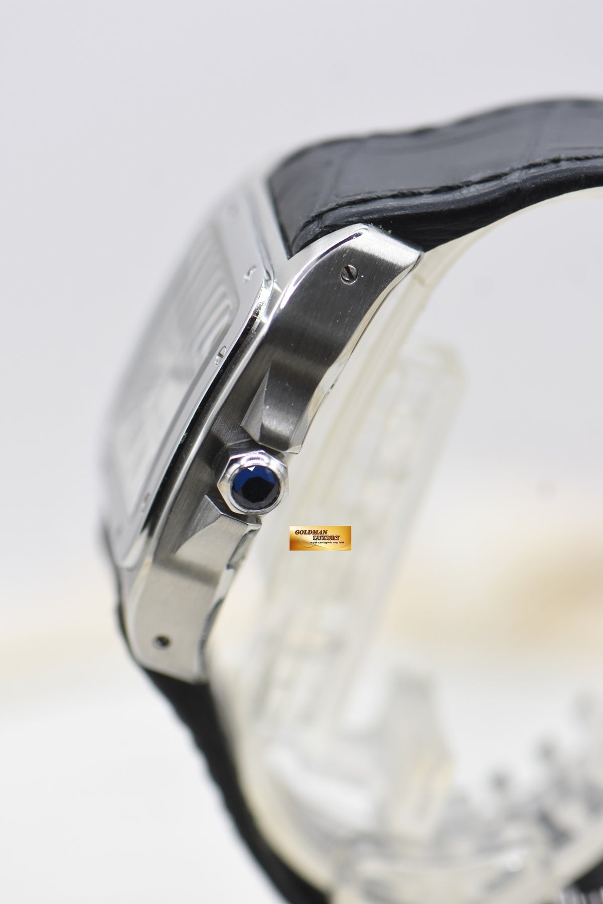 CARTIER SANTOS 100 MIDSIZE STEEL IN LEATHER STRAP AUTOMATIC 2878 (MINT)