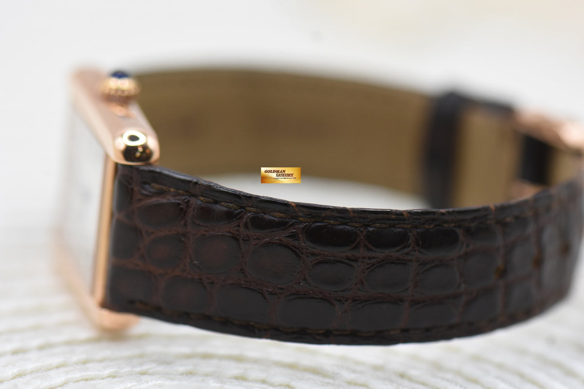 CARTIER TANK SOLO LADIES ROSE GOLD IN LEATHER STRAP QUARTZ W5200024 (MINT)