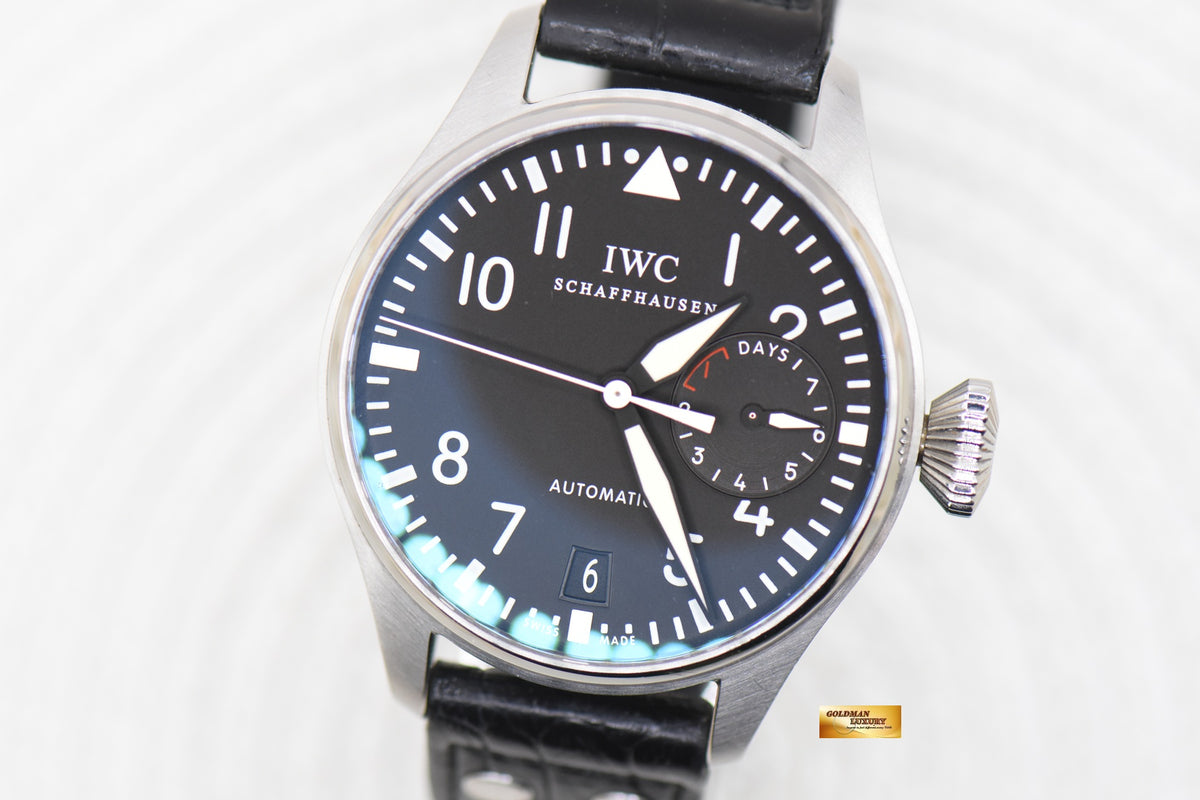IWC BIG PILOT 46mm 7 DAYS POWER RESERVE STEEL IN LEATHER AUTOMATIC IW5004-01 (LNIB)