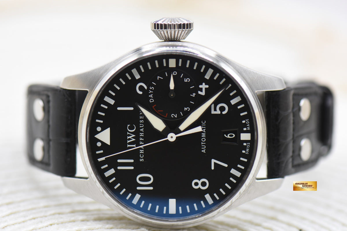 IWC BIG PILOT 46mm 7 DAYS POWER RESERVE STEEL IN LEATHER AUTOMATIC IW5004-01 (LNIB)