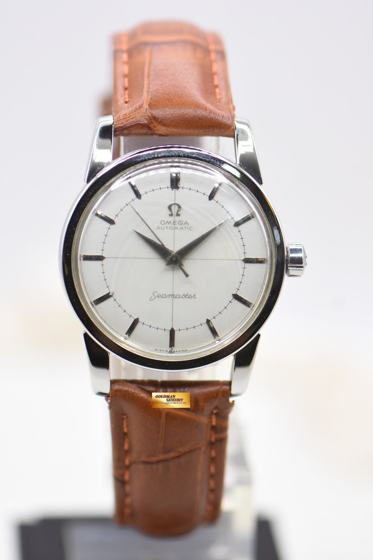 OMEGA SEAMASTER VINTAGE 35mm STEEL IN LEATHER STRAP AUTOMATIC (MINT)