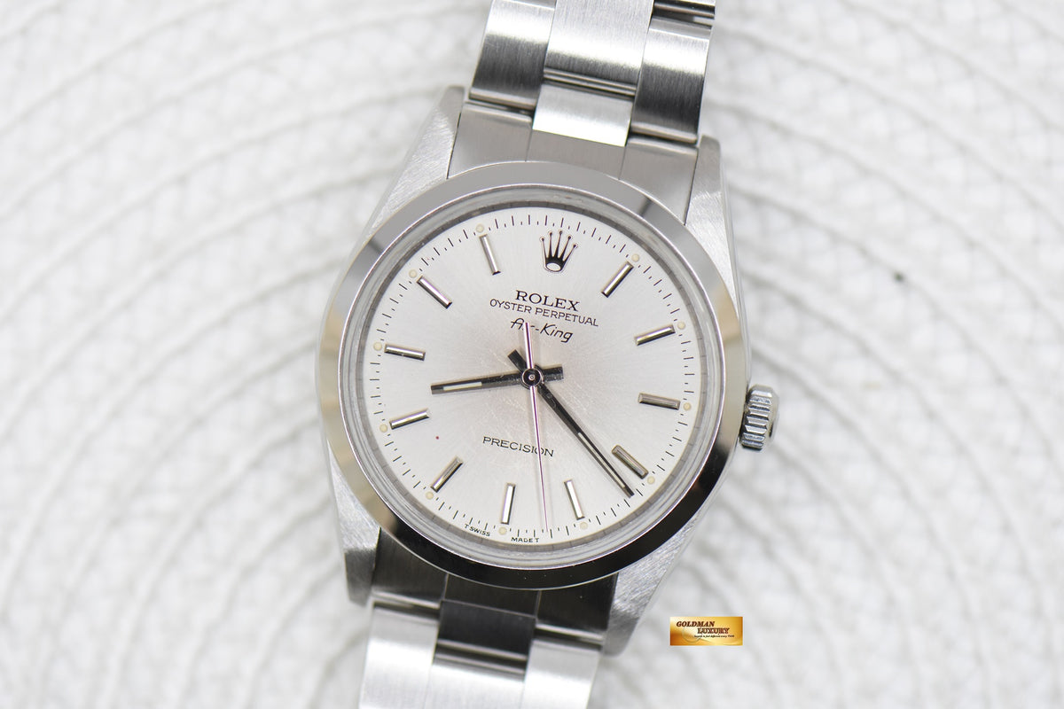 ROLEX OYSTER PERPETUAL AIR-KING 34mm PRECISION STEEL SILVER DIAL 14000 (MINT)