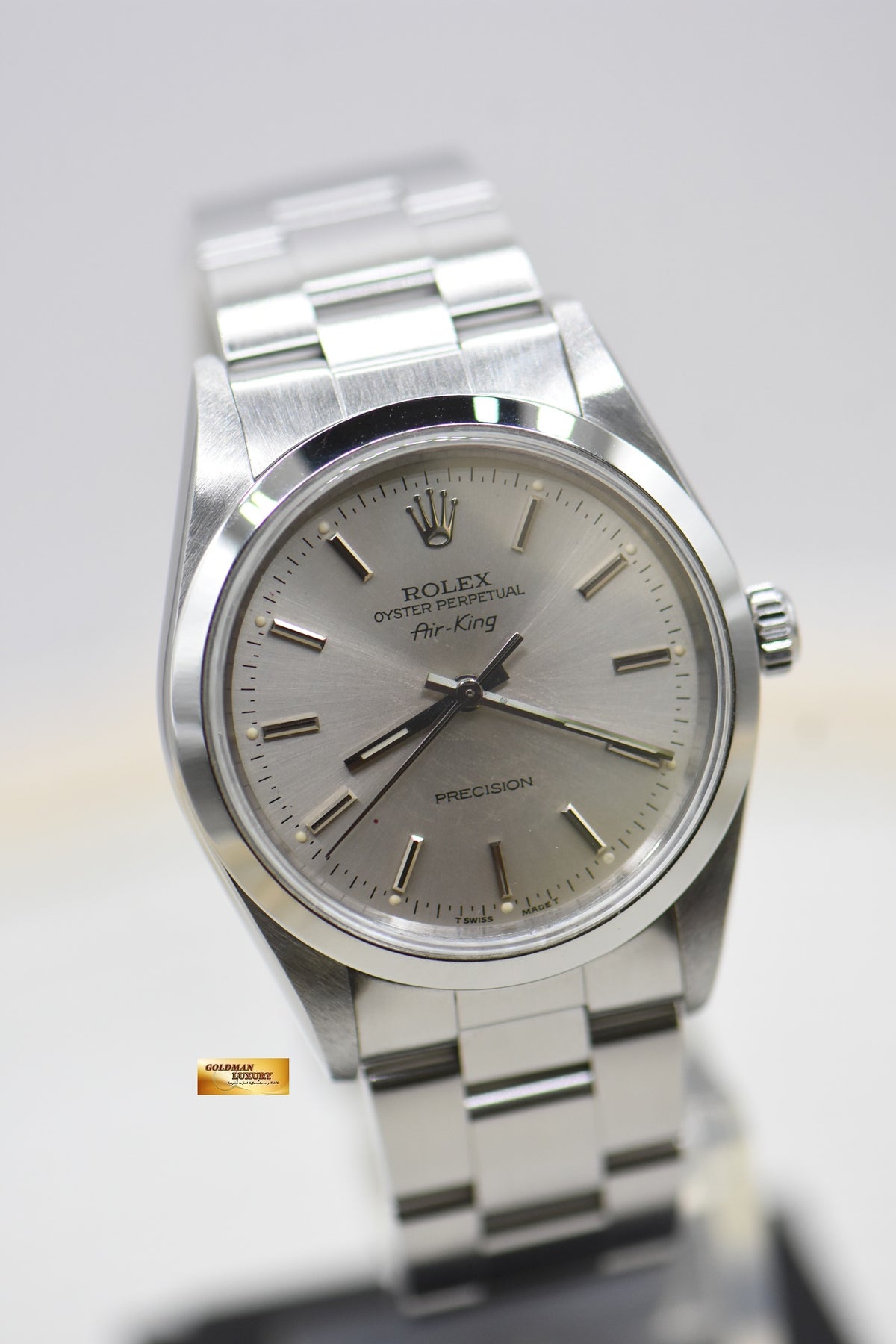 ROLEX OYSTER PERPETUAL AIR-KING 34mm PRECISION STEEL SILVER DIAL 14000 (MINT)