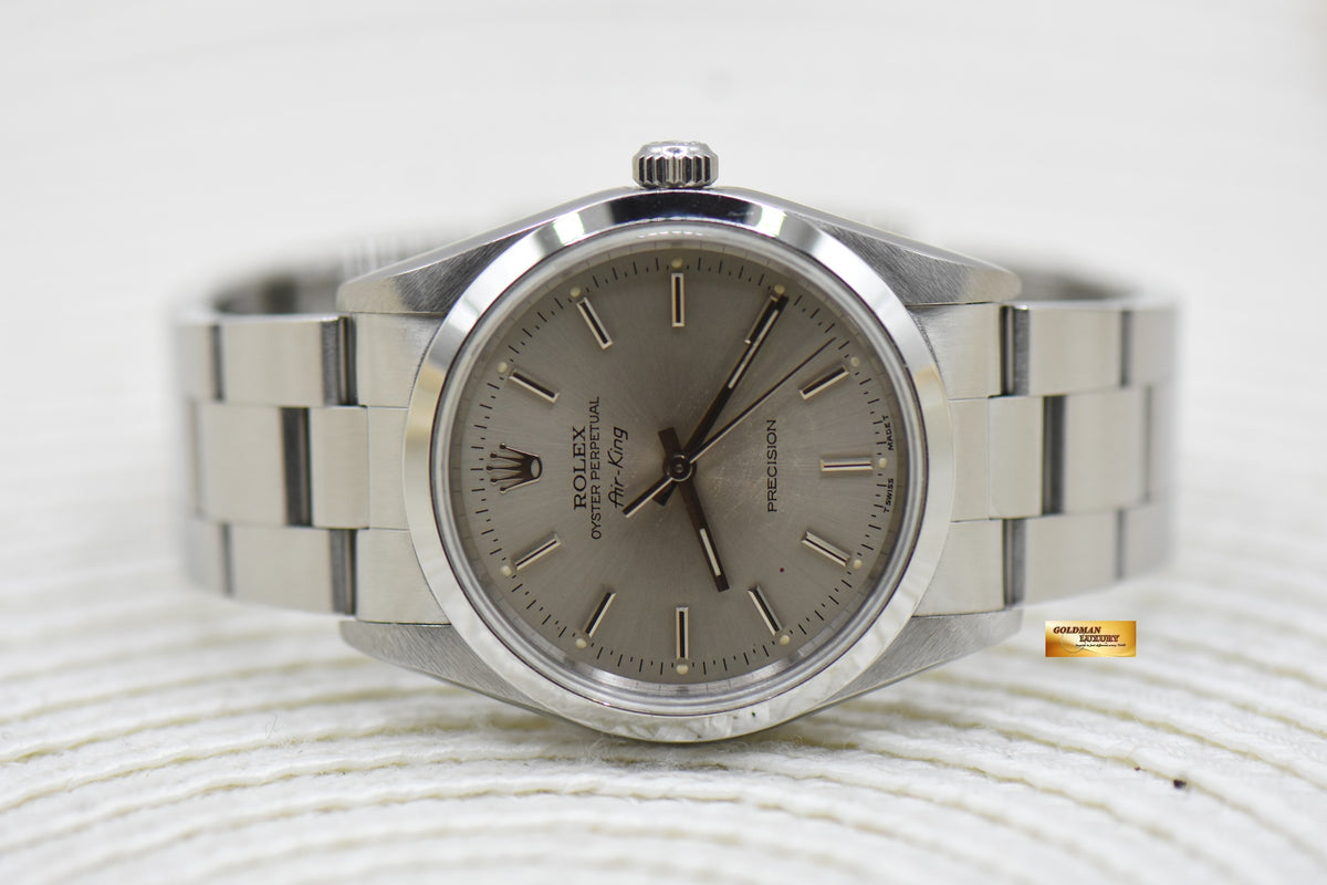 ROLEX OYSTER PERPETUAL AIR-KING 34mm PRECISION STEEL SILVER DIAL 14000 (MINT)