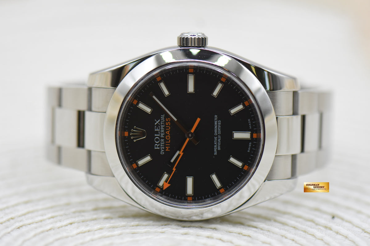 ROLEX OYSTER PERPETUAL MILGAUSS BLACK (CLEAR CRYSTAL) 116400 (MINT)