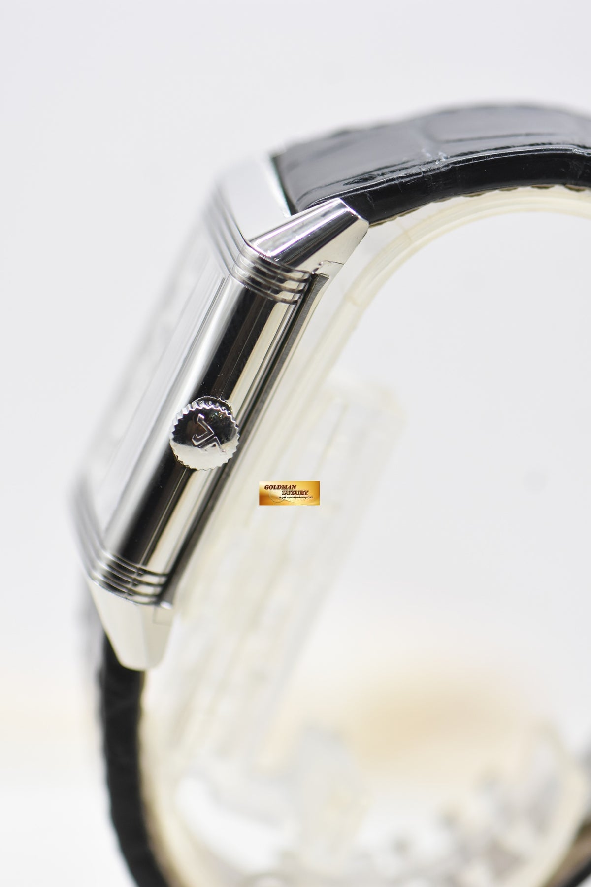 JAEGER Le-COULTRE REVERSO MONOFACE SMALL SECONDS STEEL LEATHER SILVER MANUAL Q3858520 (MINT)