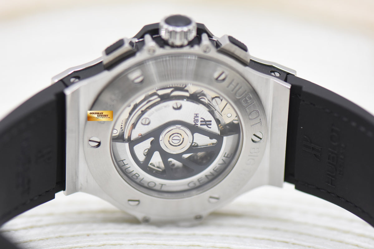 HUBLOT BIG BANG 44mm CHRONOGRAPH ORIGINAL DIAMOND BEZEL MEN’S STEEL IN RUBBER STRAP AUTOMATIC 301.SX.130.RX.114 (MINT)
