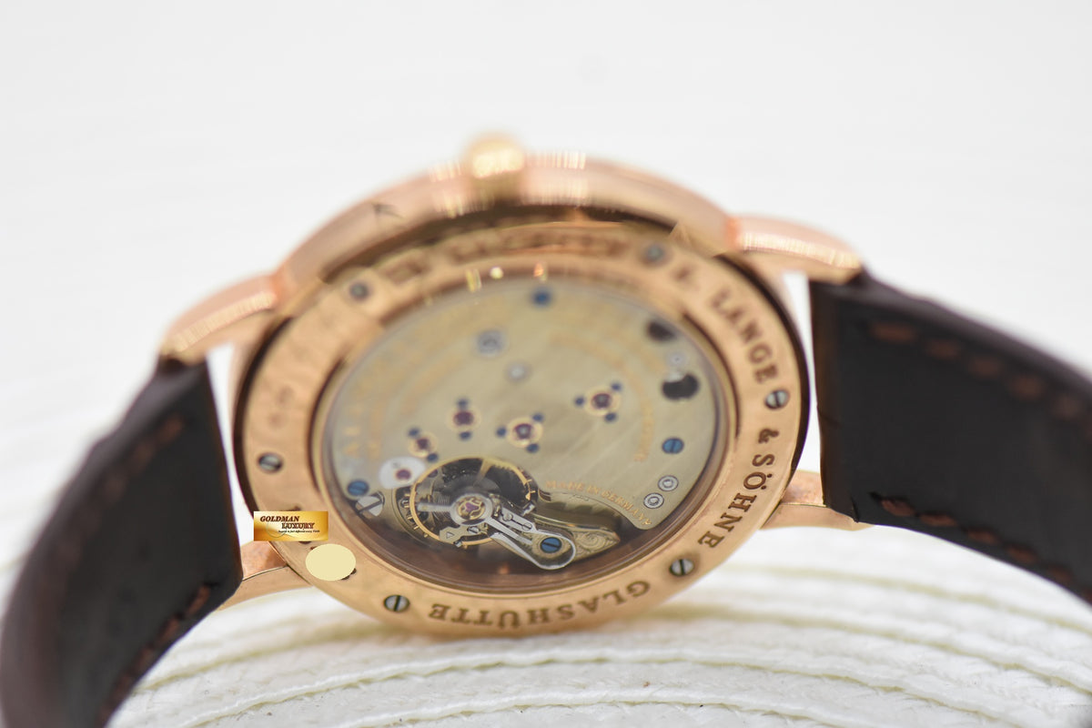 A.LANGE & SOHNE SAXONIA SUB-SECOND 37mm ROSE GOLD IN LEATHER MANUAL WINDING 215.033 (MINT)
