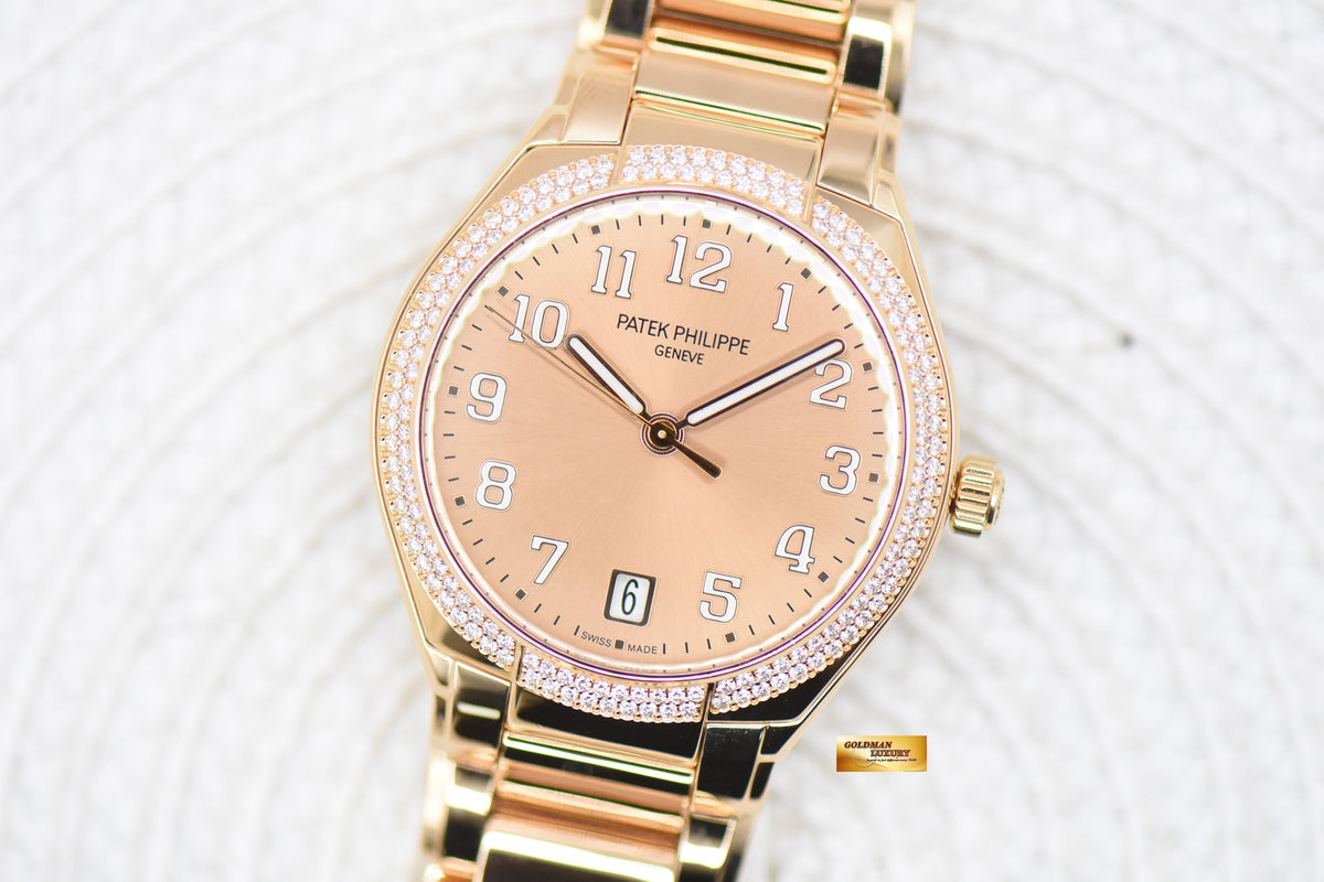 PATEK PHILIPPE LADIES 36mm TWENTY-4 ROSE GOLD ORIGINAL FACTORY DIAMONDS AUTOMATIC 7300/1200R (LNIB)