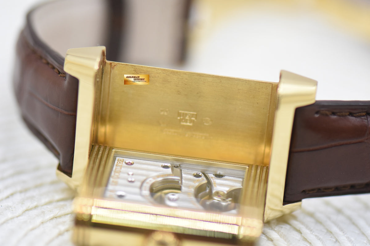 JLC REVERSO GRANDE DATE 8 DAYS POWER RESERVE 18K YELLOW GOLD MANUAL WINDING Q3001420 (MINT)