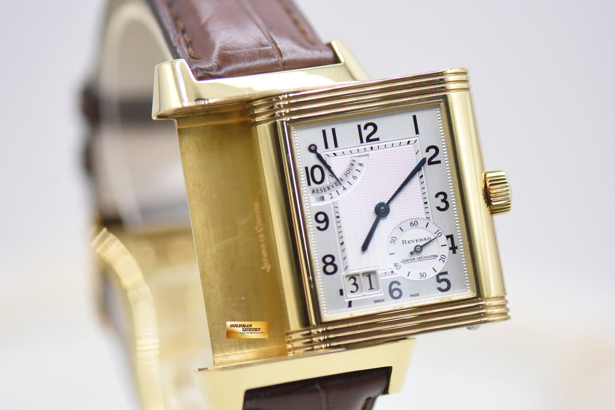 JLC REVERSO GRANDE DATE 8 DAYS POWER RESERVE 18K YELLOW GOLD MANUAL WINDING Q3001420 (MINT)