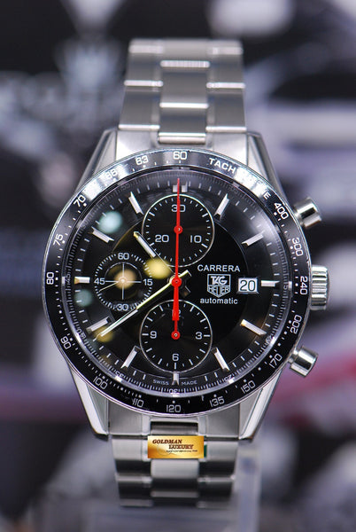 SOLD TAG HEUER CARRERA CHRONOGRAPH BLACK AUTOMATIC CV2011 MINT Goldman Luxury