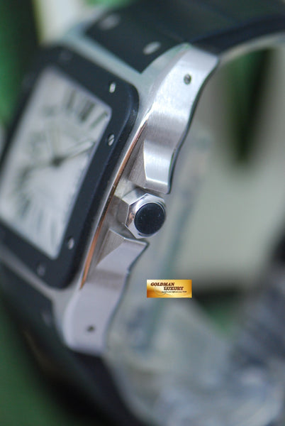 SOLD CARTIER SANTOS 100 XL RUBBER STAINLESS STEEL AUTOMATIC 2656