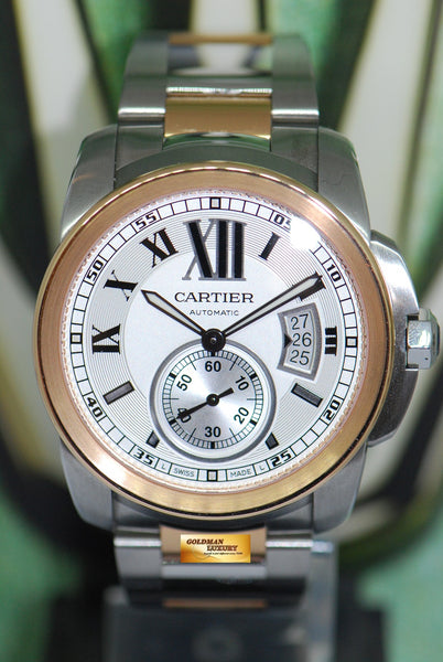 SOLD CARTIER CALIBRE MENS 42mm HALF GOLD AUTOMATIC 3389 NEAR MINT Goldman Luxury