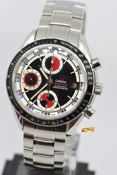 SOLD OMEGA SPEEDMASTER CHRONOGRAPH DATE 40mm RED BLACK DIAL 3210.5 Goldman Luxury