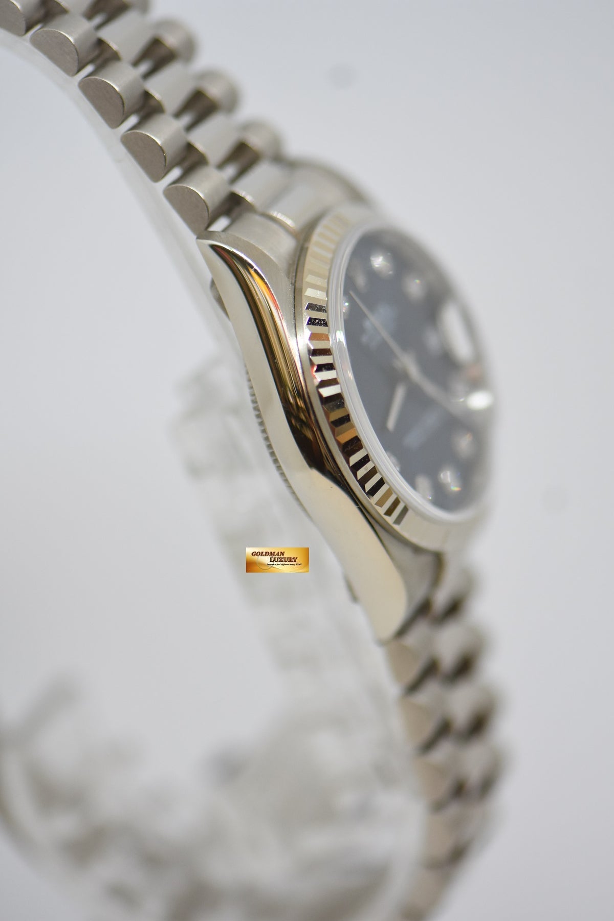 ROLEX OYSTER DATEJUST MIDSIZE 31mm WHITE GOLD IN PRESIDENT BRACELET BLUE DIAMONDS DIAL 78279 (MINT)