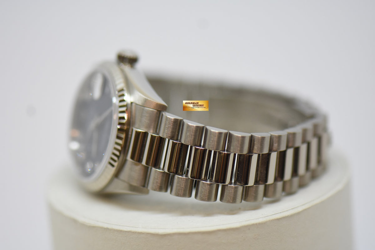 ROLEX OYSTER DATEJUST MIDSIZE 31mm WHITE GOLD IN PRESIDENT BRACELET BLUE DIAMONDS DIAL 78279 (MINT)