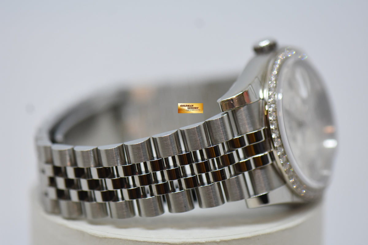 ROLEX OYSTER PERPETUAL DATEJUST 36mm STEEL IN JUBILEE BRACELET ORIGINAL FACTORY DIAMOND BEZEL & FORAL DIAL 116244 (NEW-UNWORN)