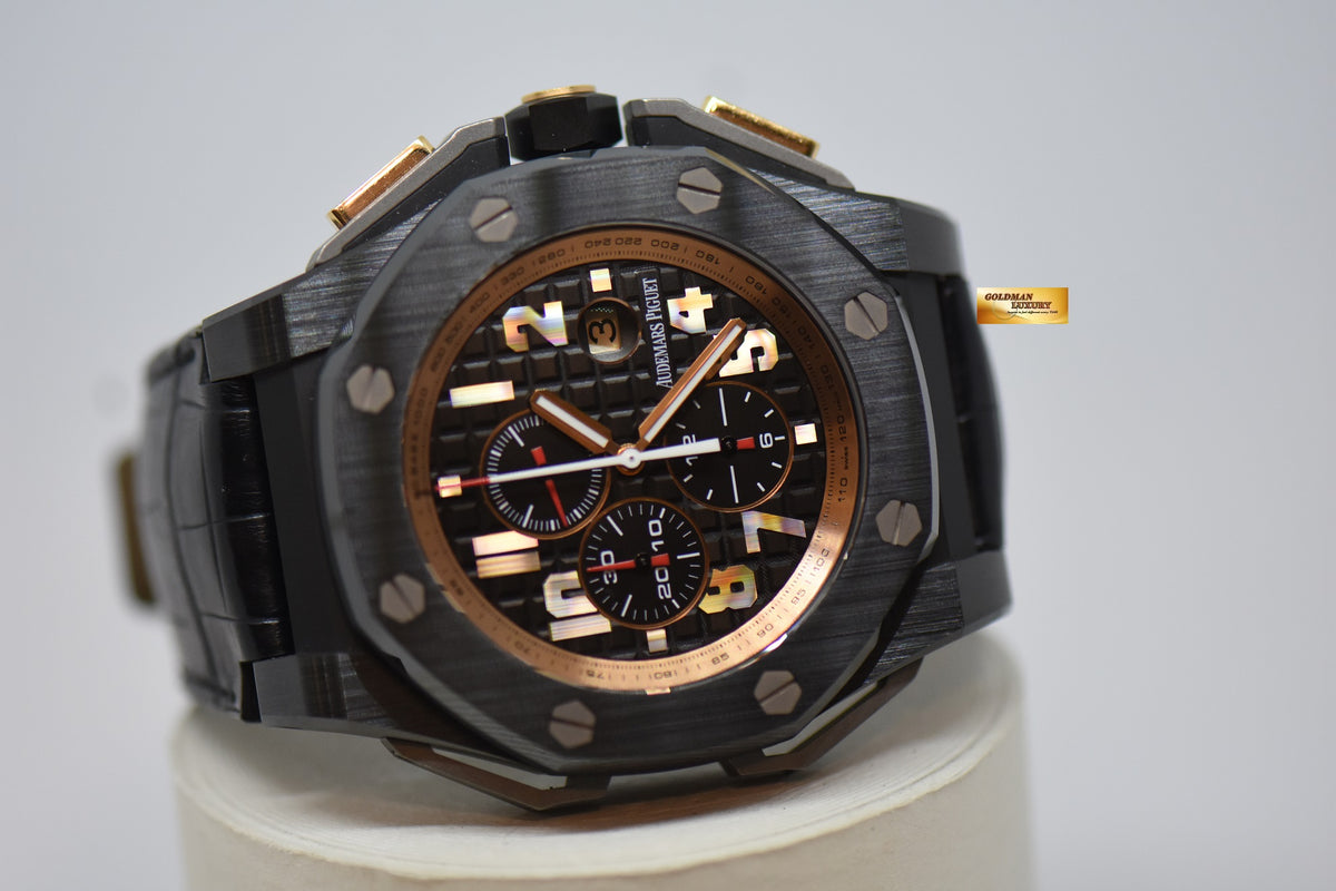 AUDEMARS PIGUET ROYAL OAK OFFSHORE ARNOLD SCHWARZENEGGER “THE LEGACY” 48mm CERAMIC CASE IN LEATHER STRAP AUTOMATIC 26378IO LIMITED EDITION (MINT)