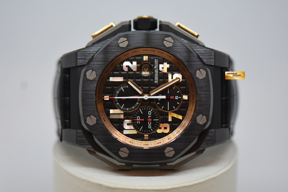 AUDEMARS PIGUET ROYAL OAK OFFSHORE ARNOLD SCHWARZENEGGER “THE LEGACY” 48mm CERAMIC CASE IN LEATHER STRAP AUTOMATIC 26378IO LIMITED EDITION (MINT)