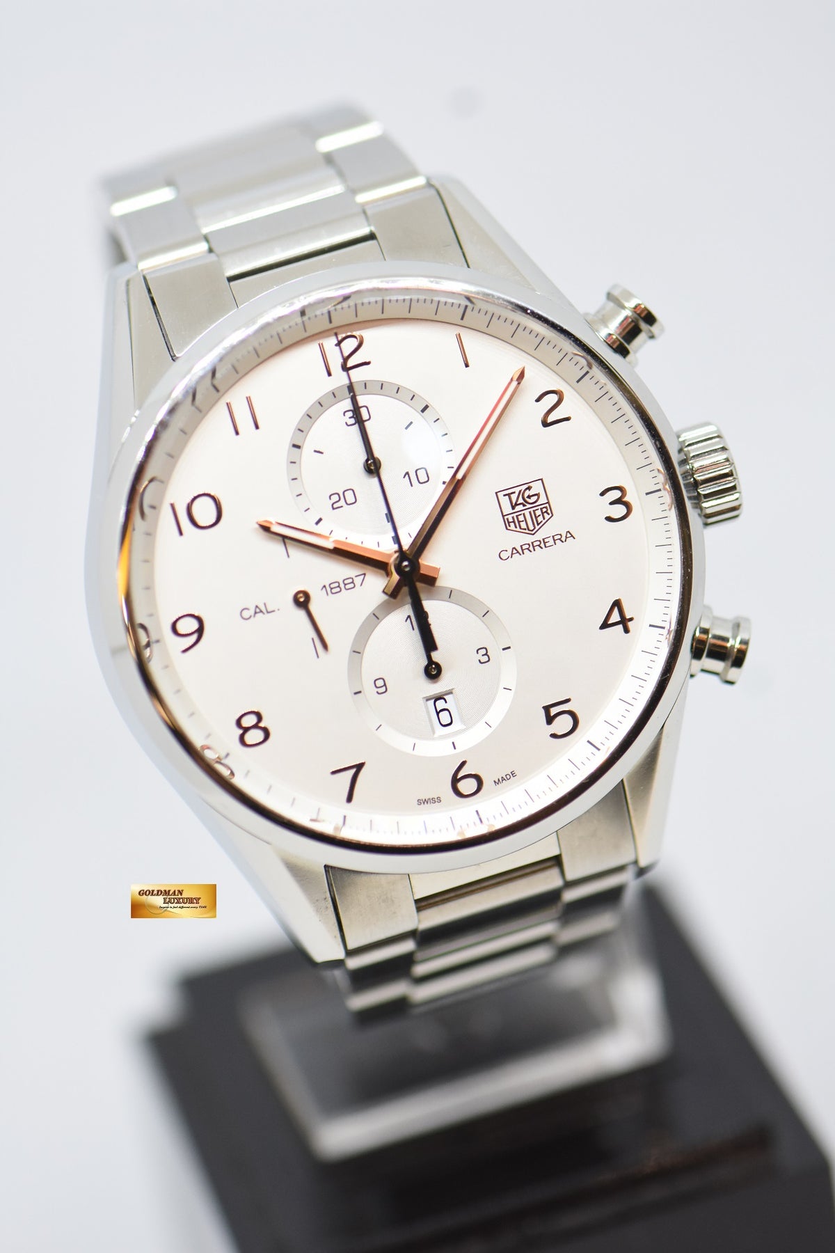 TAG HEUER CARRERA CALIBRE 1887 CHRONOGRAPH 43mm STEEL IN BRACELET GREY-WHITE DIAL AUTOMATIC CAR2012 (NEAR MINT)