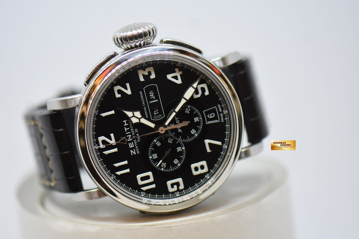 ZENITH PILOT MONTRE D’AERONEF TYPE 20 47mm ANNUAL CALENDAR EL PRIMERO CHRONOGRAPH 4054 AUTOMATIC 03.2430.4054 (MINT)