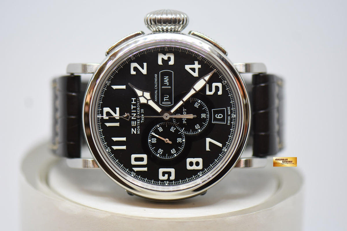 ZENITH PILOT MONTRE D’AERONEF TYPE 20 47mm ANNUAL CALENDAR EL PRIMERO CHRONOGRAPH 4054 AUTOMATIC 03.2430.4054 (MINT)
