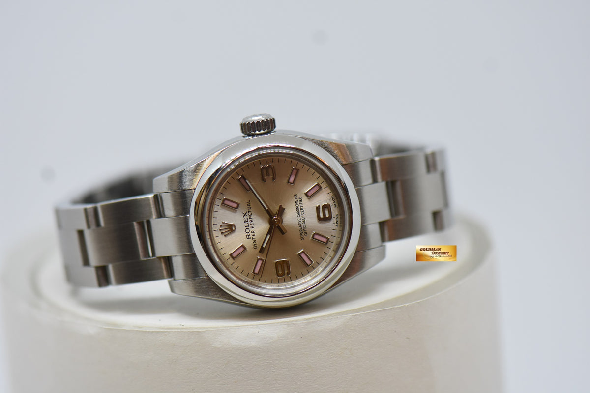 ROLEX OYSTER PERPETUAL 26mm STEEL IN OYSTER BRACELET SILVER 3,6,9 DIAL 176200 (NEAR MINT)