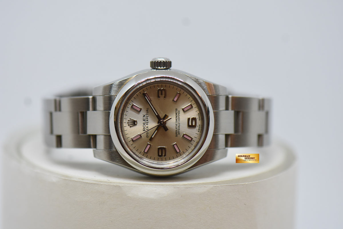 ROLEX OYSTER PERPETUAL 26mm STEEL IN OYSTER BRACELET SILVER 3,6,9 DIAL 176200 (NEAR MINT)