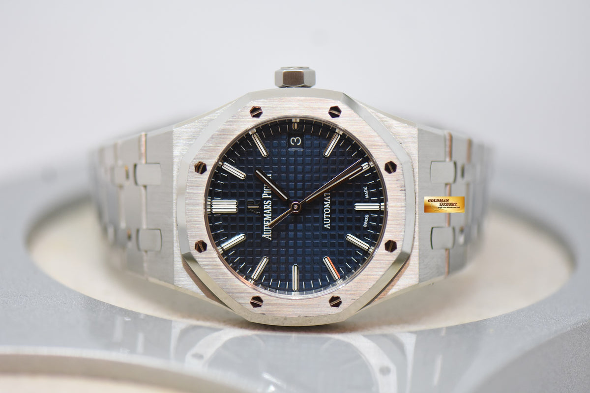 AUDEMARS PIGUET ROYAL OAK 37mm STEEL IN BRACELET BLUE DIAL AUTOMATIC 15450ST (MINT)