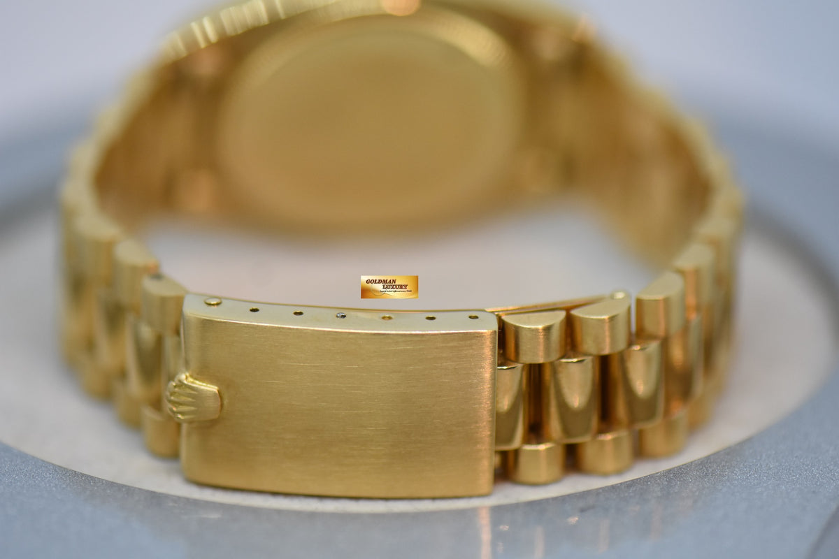 ROLEX OYSTER PERPETUAL DAY-DATE 36mm YELLOW GOLD IN PRESIDENT BRACELET “WIDE-BOY” DIAL (NON-QUICK-SET DATE) 1803 (VINTAGE)