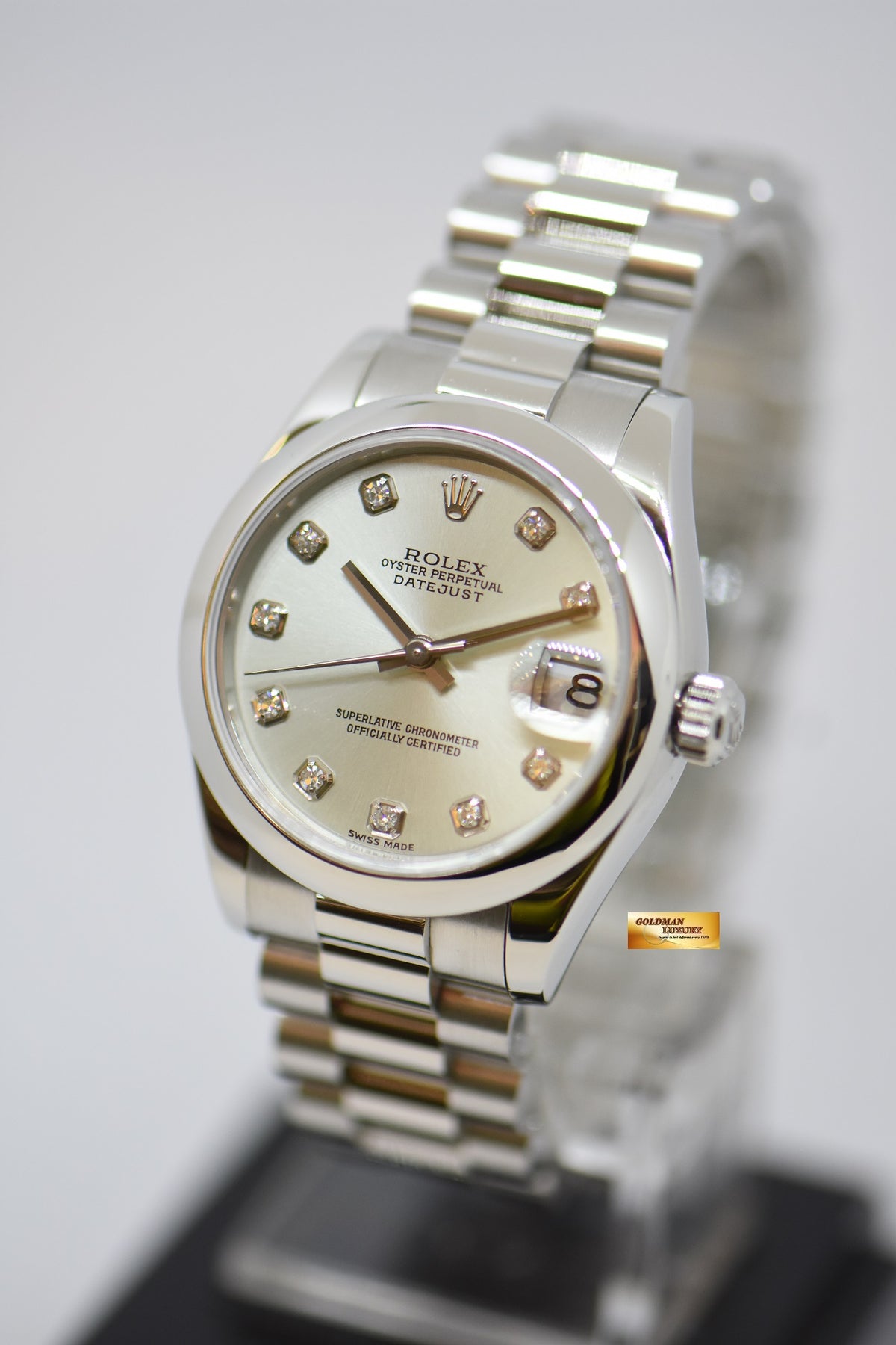 ROLEX OYSTER PERPETUAL DATEJUST 31mm PLATINUM IN PRESIDENT BRACELET ICE-BLUE DIAMOND DIAL 178246 (LNIB)