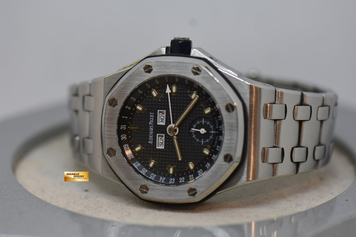 AUDEMARS PIGUET ROYAL OAK OFFSHORE TRIPLE CALENDAR 39mm STEEL IN BRACELET BLUE DIAL 25807ST (UNPOLISHED) (AGING DIAL)