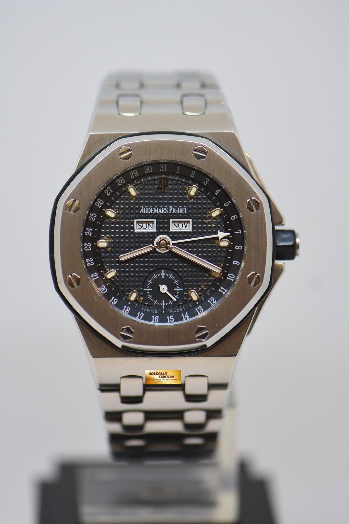 AUDEMARS PIGUET ROYAL OAK OFFSHORE TRIPLE CALENDAR 39mm STEEL IN BRACELET BLUE DIAL 25807ST (UNPOLISHED) (AGING DIAL)