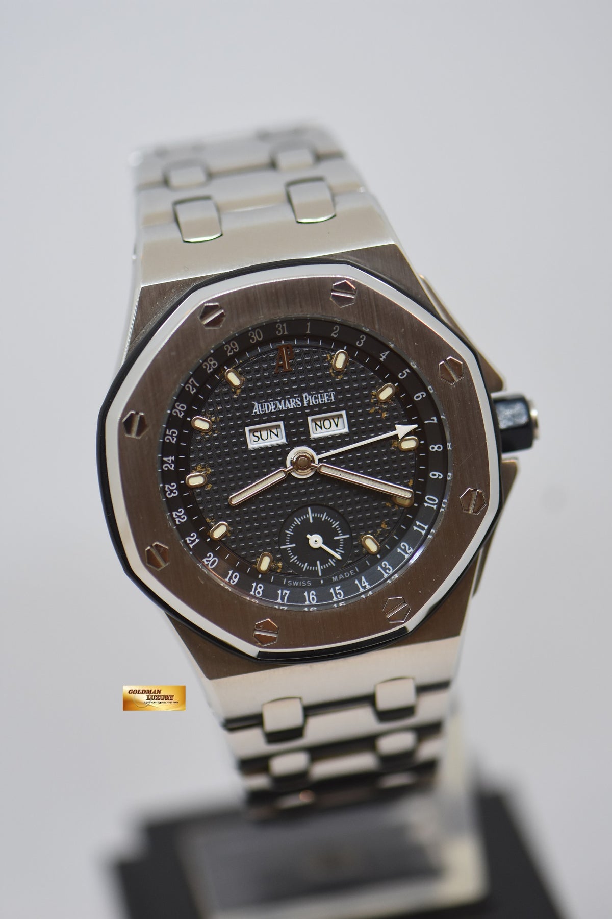 AUDEMARS PIGUET ROYAL OAK OFFSHORE TRIPLE CALENDAR 39mm STEEL IN BRACELET BLUE DIAL 25807ST (UNPOLISHED) (AGING DIAL)