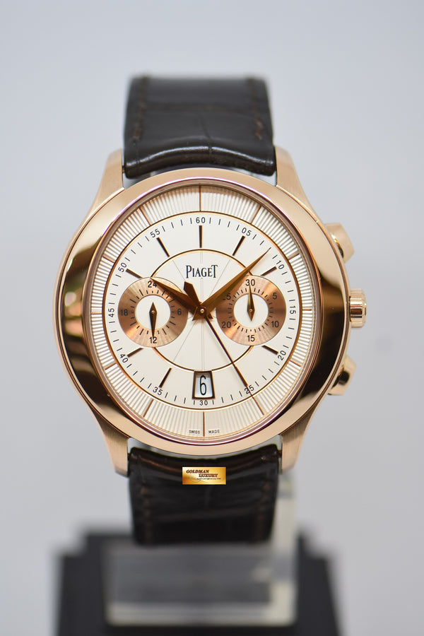 PIAGET GOUVERNEUR FLYBACK CHRONOGRAPH 43mm ROSE GOLD ON LEATHER STRAP AUTOMATIC GOA37112 (LNIB)