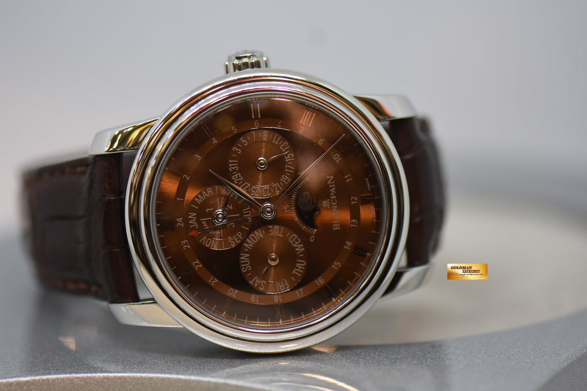 BLANCPAIN LE BRASSUS QUANTIEME PERPETUAL CALENDAR MOONPHASE GMT 42mm IN PLATINUM ON LEATHER STRAP – LIMITED HAVANA EDITION OF 150pcs 4277-3446-55B (LNIB)